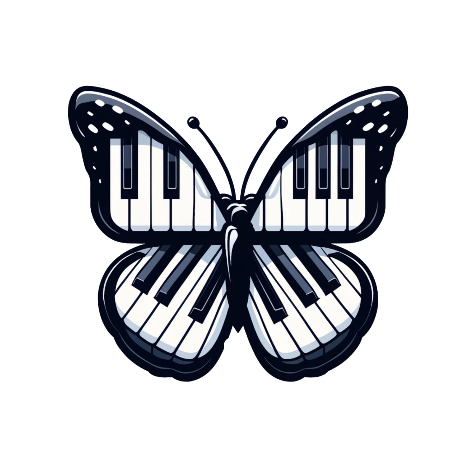 Piano Butterfly Kiss Cut Sticker Music Lover Vinyl Keyboard Wings Aesthetic Art