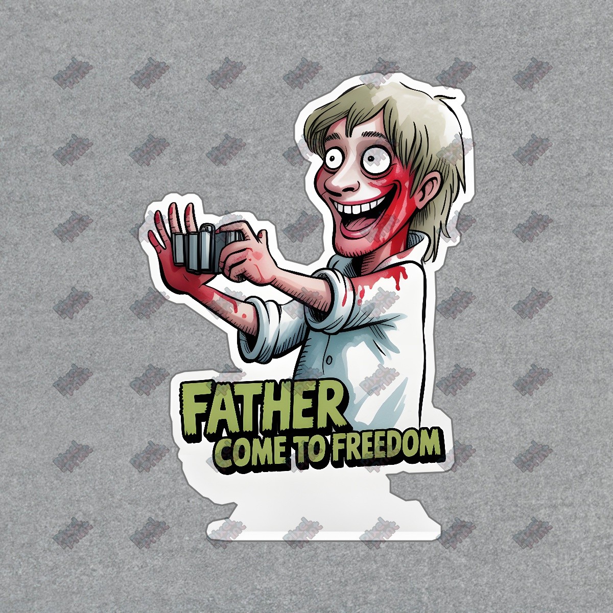 Creepy Cartoon Horror Sign Father Come to Freedom Unique Pop Culture #19094