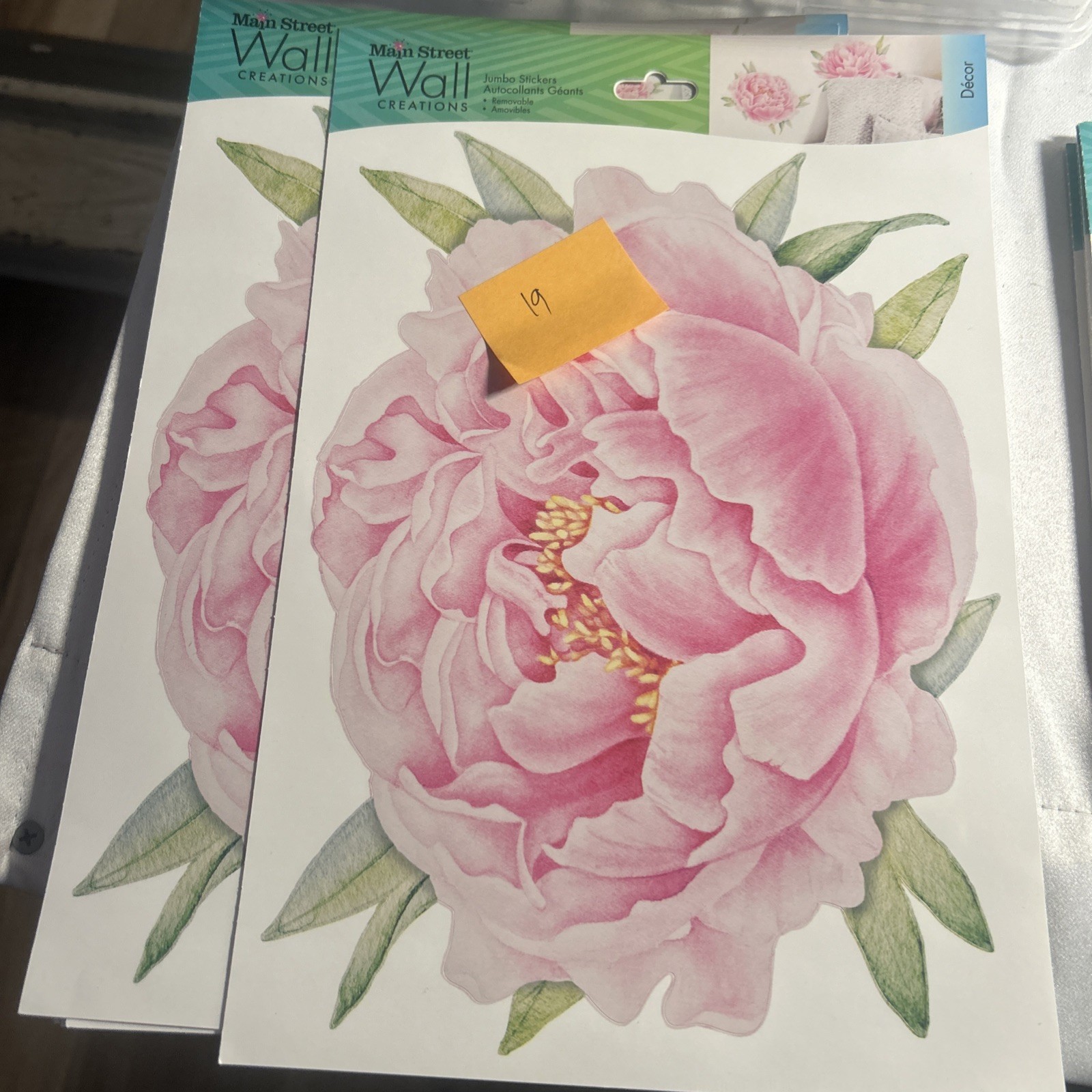 Lot of 43+Main Street Wall Creations Wall Decals Peony Floral Stickers 2 sided