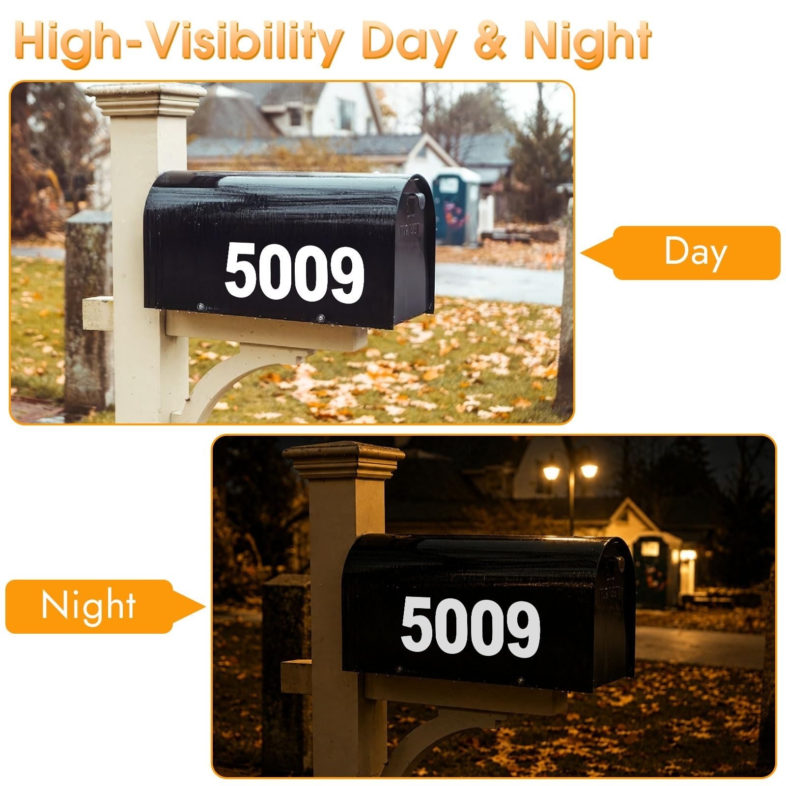 80 Pcs 3″ Reflective Mailbox Numbers Stickers Vinyl Waterproof Address Decals
