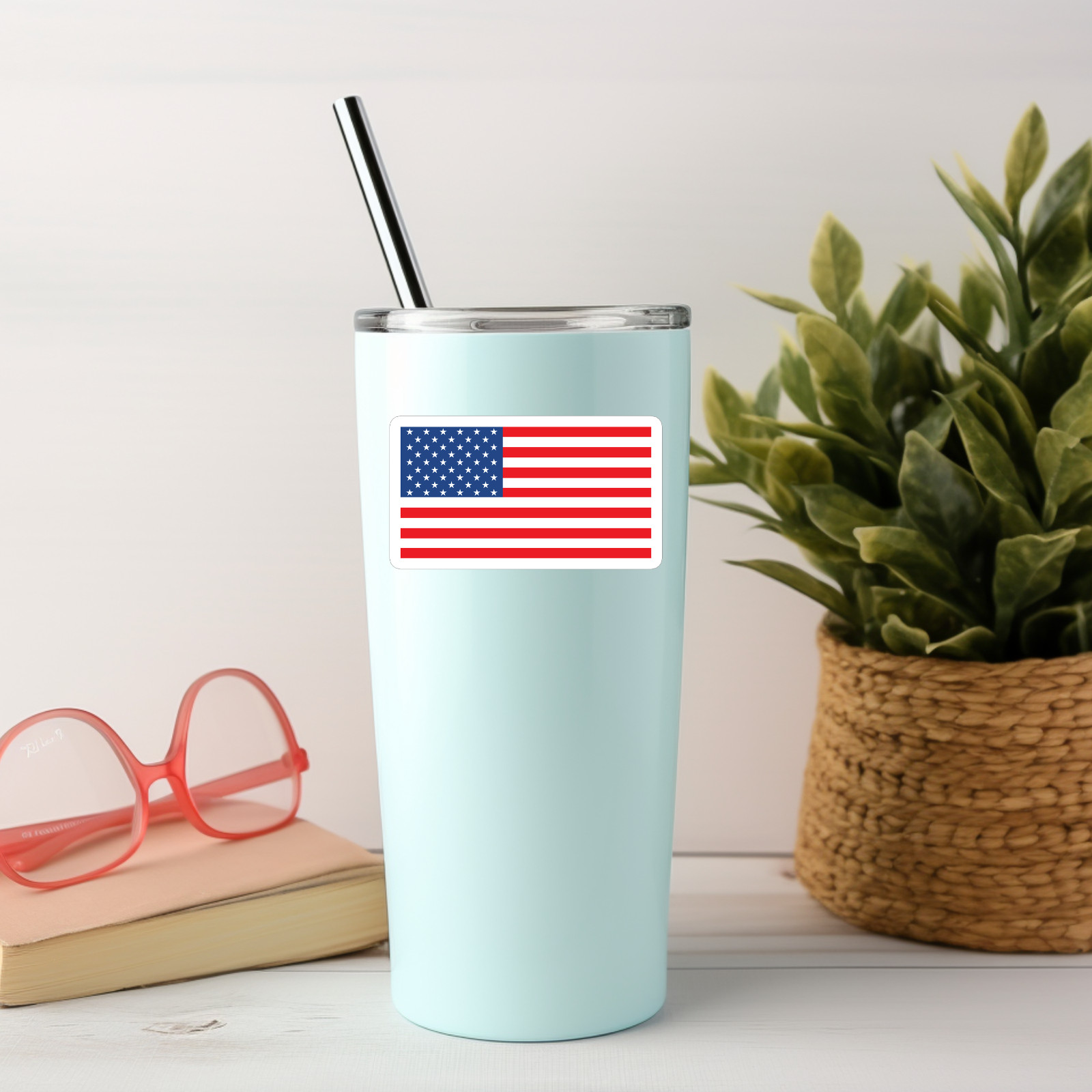 Set of 6 – USA Flag Decal Patriotic – American Flag Stickers – Indoor – Outdoor