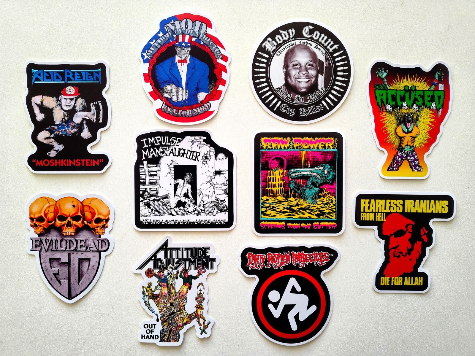 Thrash Metal Vinyl Sticker Lot (10 Pack) SET 4 punk evil dead acid reign body