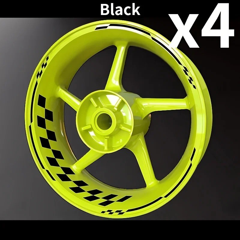 16pcs Stripe Checkered 17 Inch Motorcycle Wheel Rim Hub Stickers Decals Waterpro