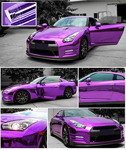 Chrome Mirror Vinyl Wrap Adhesive Car Sticker Decal Film () 1FT x 5FT Purple