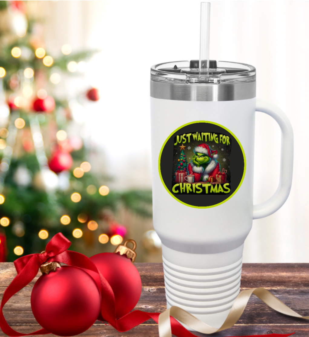 Christmas – Grinch «Just Waiting» – 4″ Vinyl Decal Sticker Gift Decor Jar Car 25