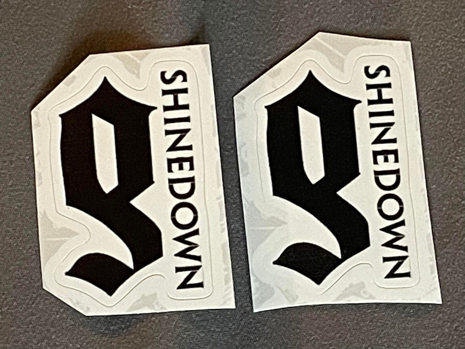 Lot (2) SHINEDOWN 1 1/8″ x 1 3/4″ Band Logo STICKERS Black White FAST! FREE!