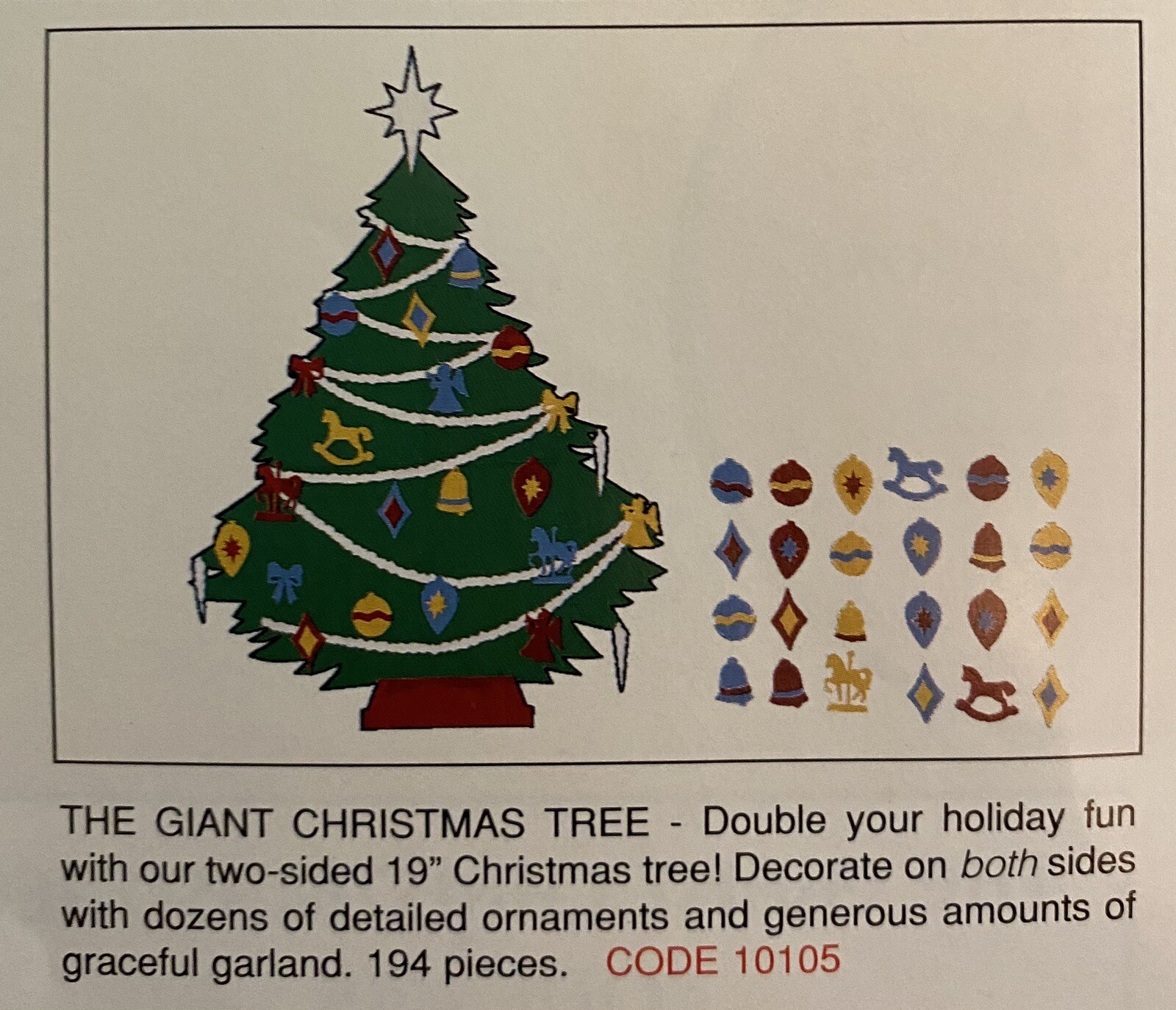 Christmas Decorations Giant Tree Vintage Stik-EES Vinyl Decals Window Clings NEW