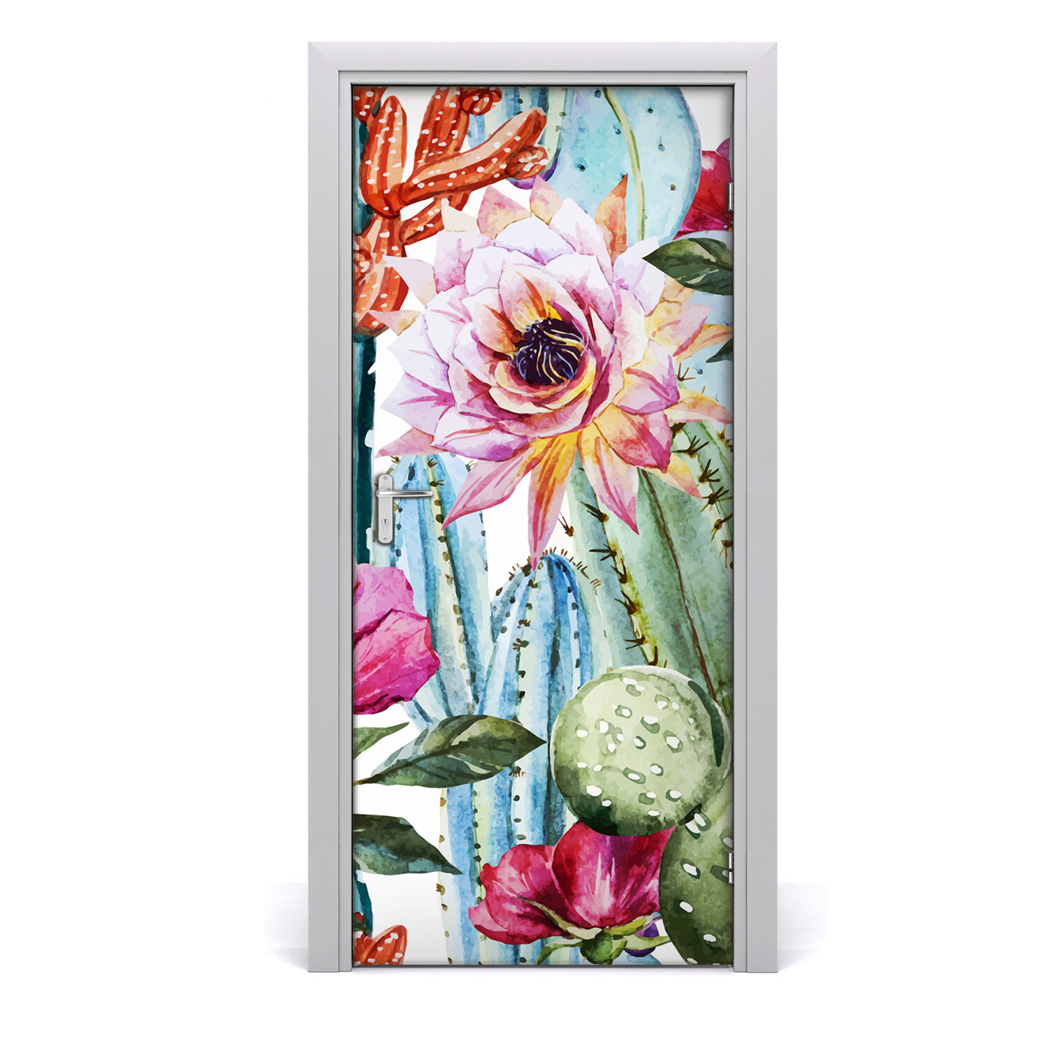 3D Home Art Door Self Adhesive Removable Sticker Living room Flowers Plant cacti