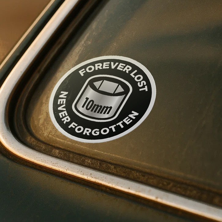 Forever Lost | Never Forgotten – 10mm Socket Wrench Vinyl Sticker – Weatherproof