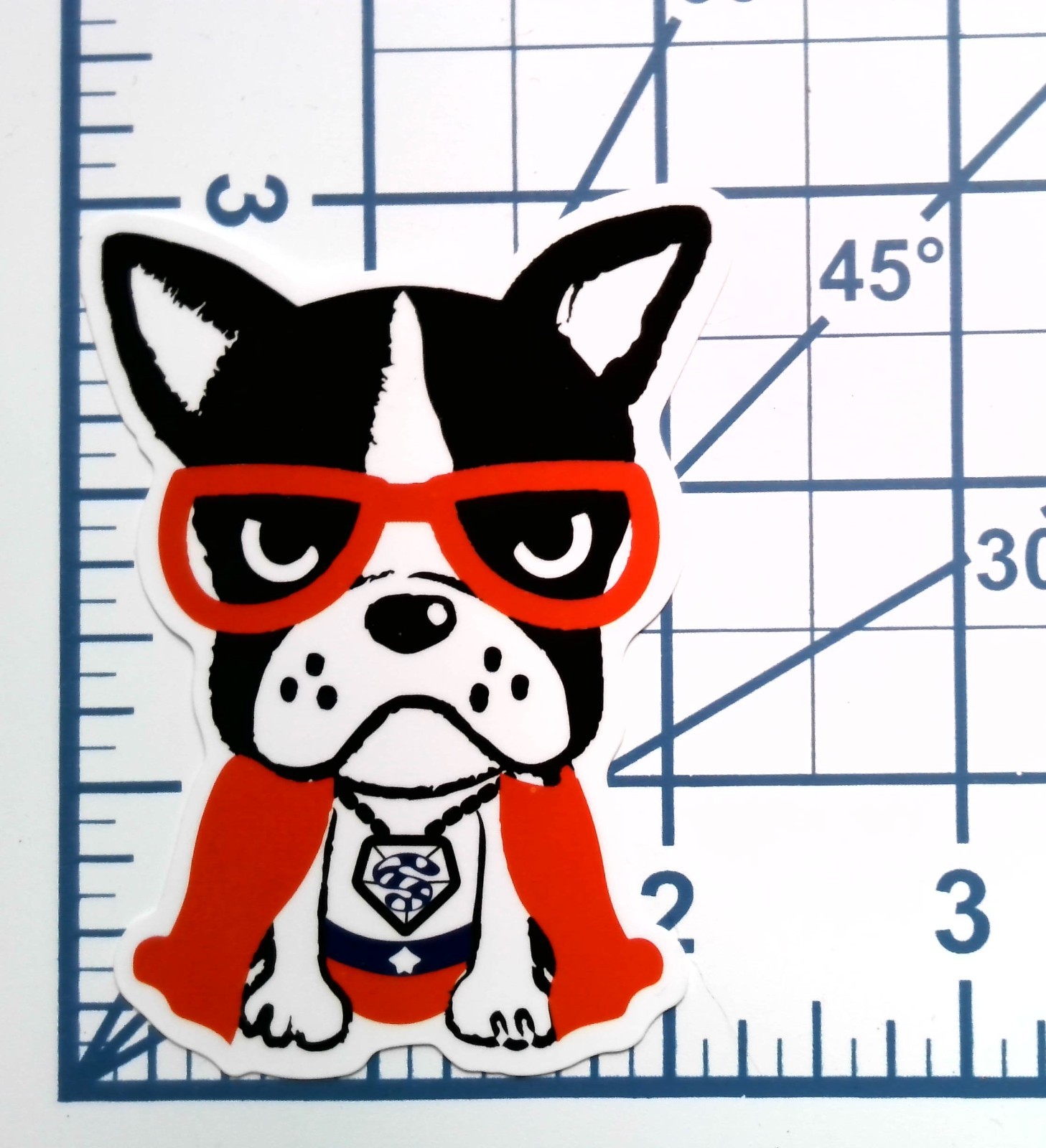 Superhero French Bulldog Vinyl Sticker Funny Boston Terrier Dog Cape Decal Gift
