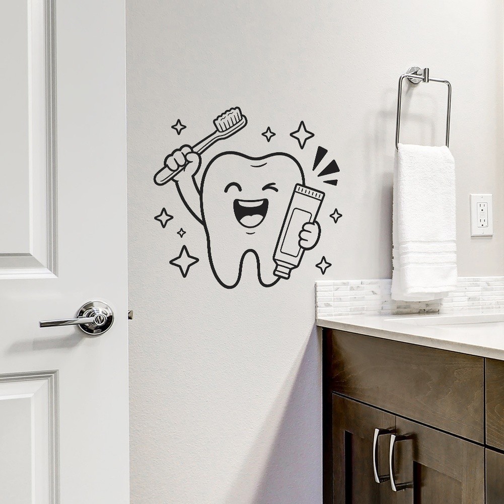 Cartoon Animal PVC Wall Sticker for Bathroom Tiles Glass Mirrors 19x19cm White