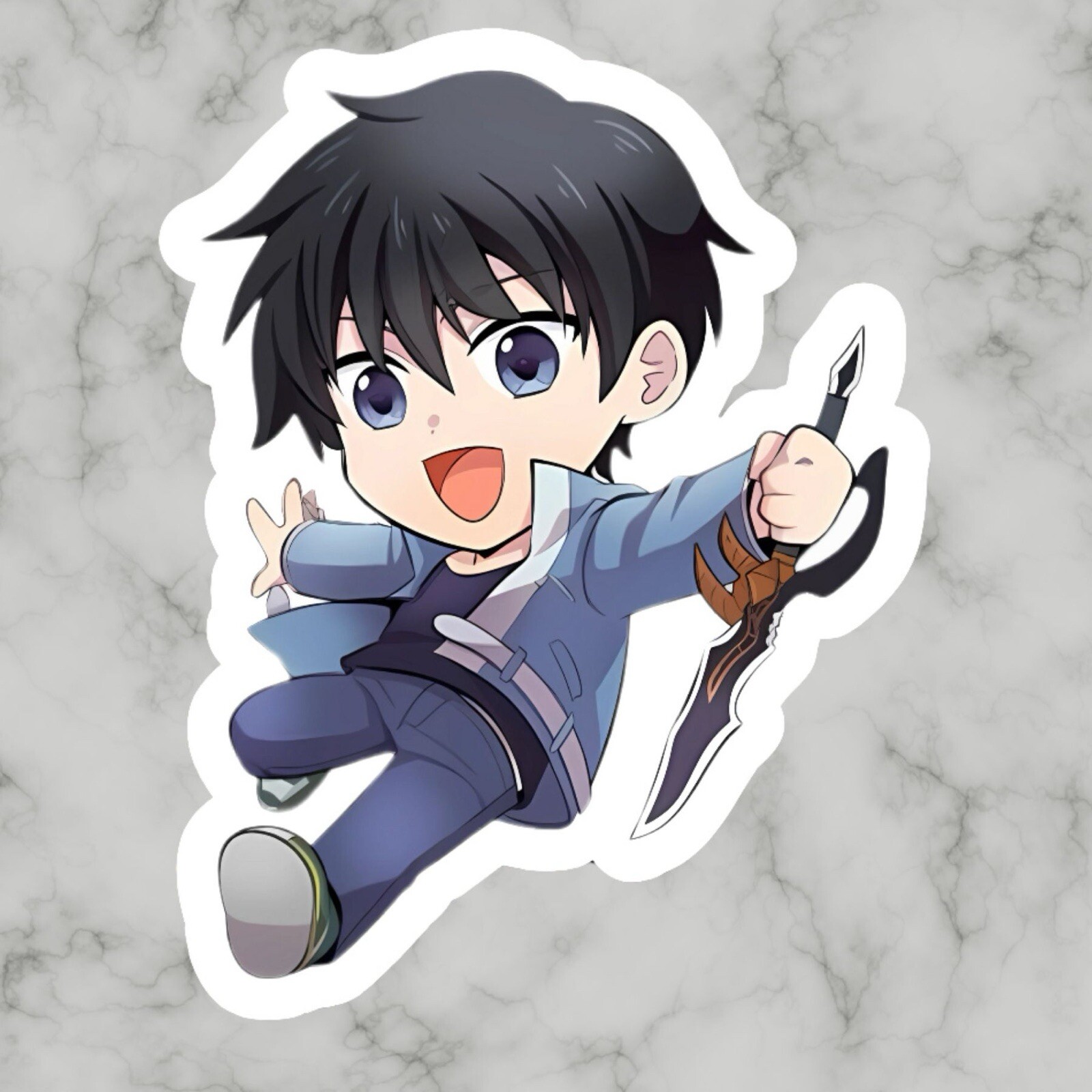 Solo Leveling Sung Jinwoo Hunter Player, Cool Cute Glossy Vinyl sticker, Decal