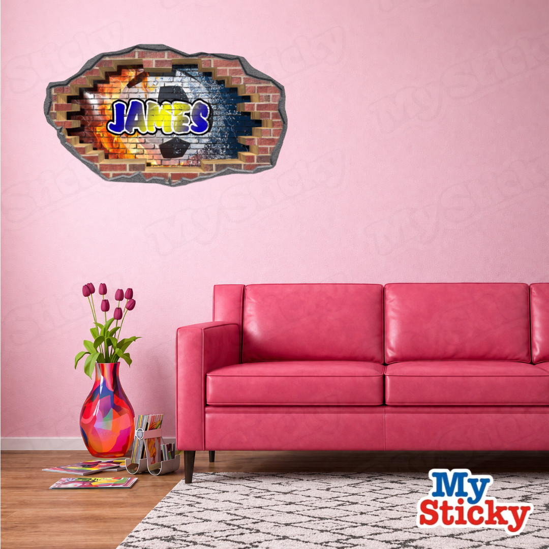 3D Graffiti Name Custom Vinyl Wall Sticker DIY Room Decor Mural Wall Crack
