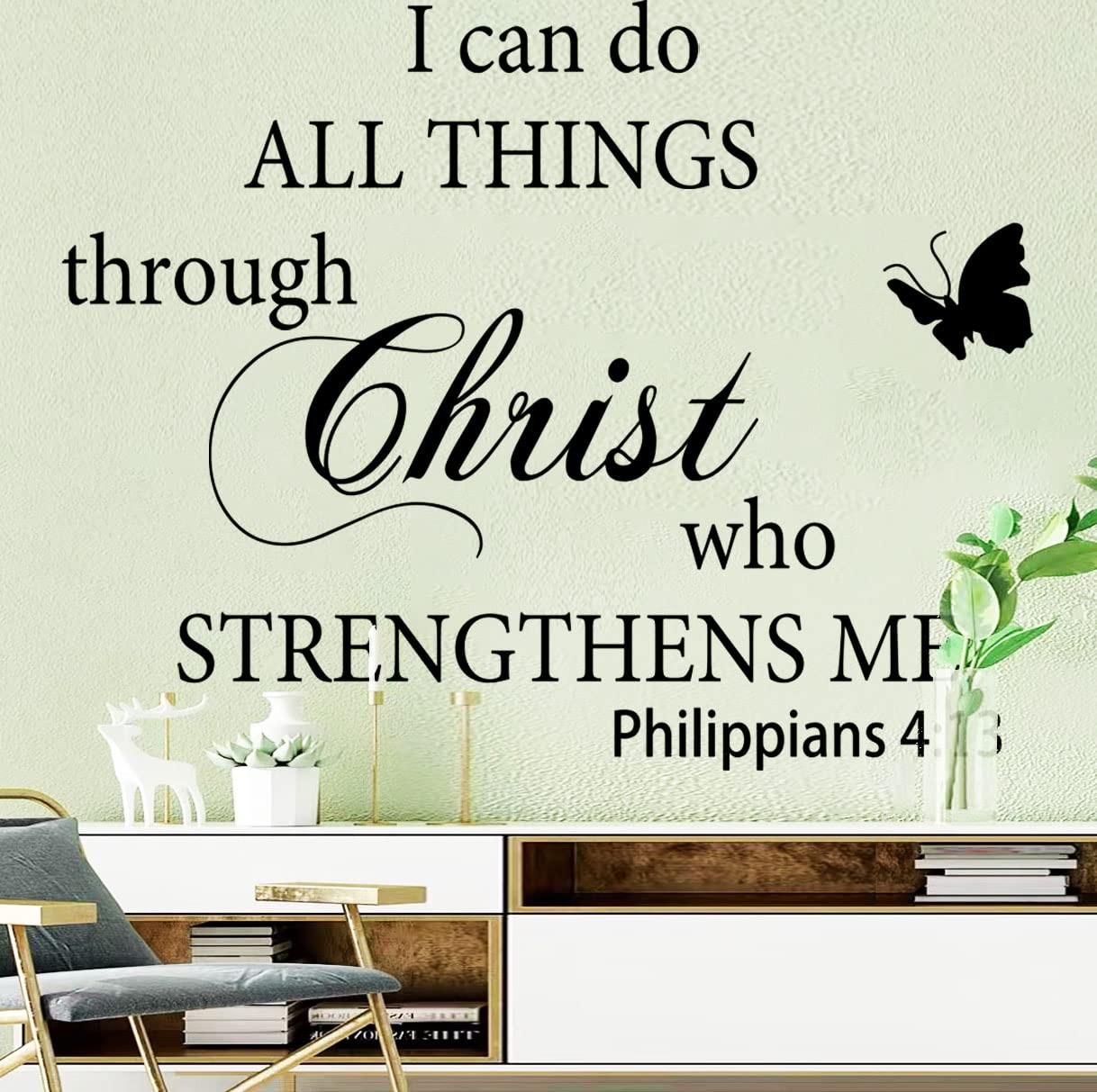 Motivational Quotes Vinyl Wall Decal Stickers I Can Do All Things Through Chr…