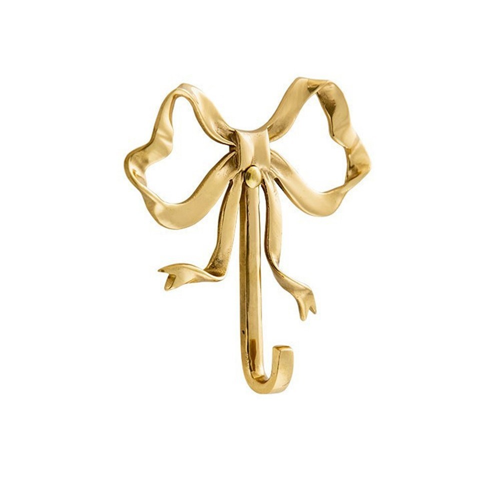 Modern Bowknot Wall Hooks Gold Tone 2.55 x 2.16 Inch for Small Apartment Use