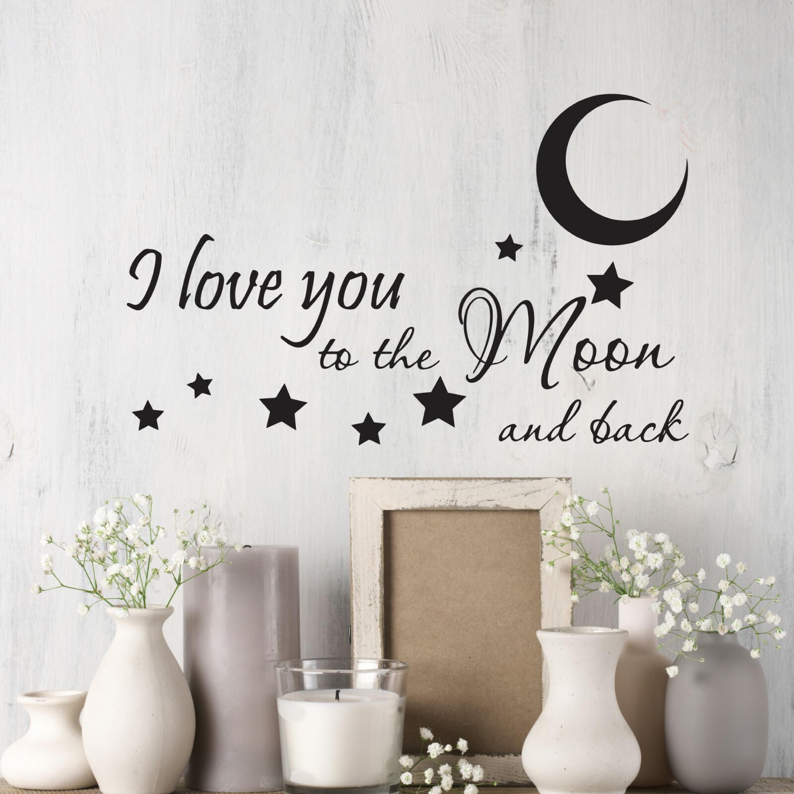 Wall Decal Love Romantic Moon And Back Interior Vinyl Decor Black gz540