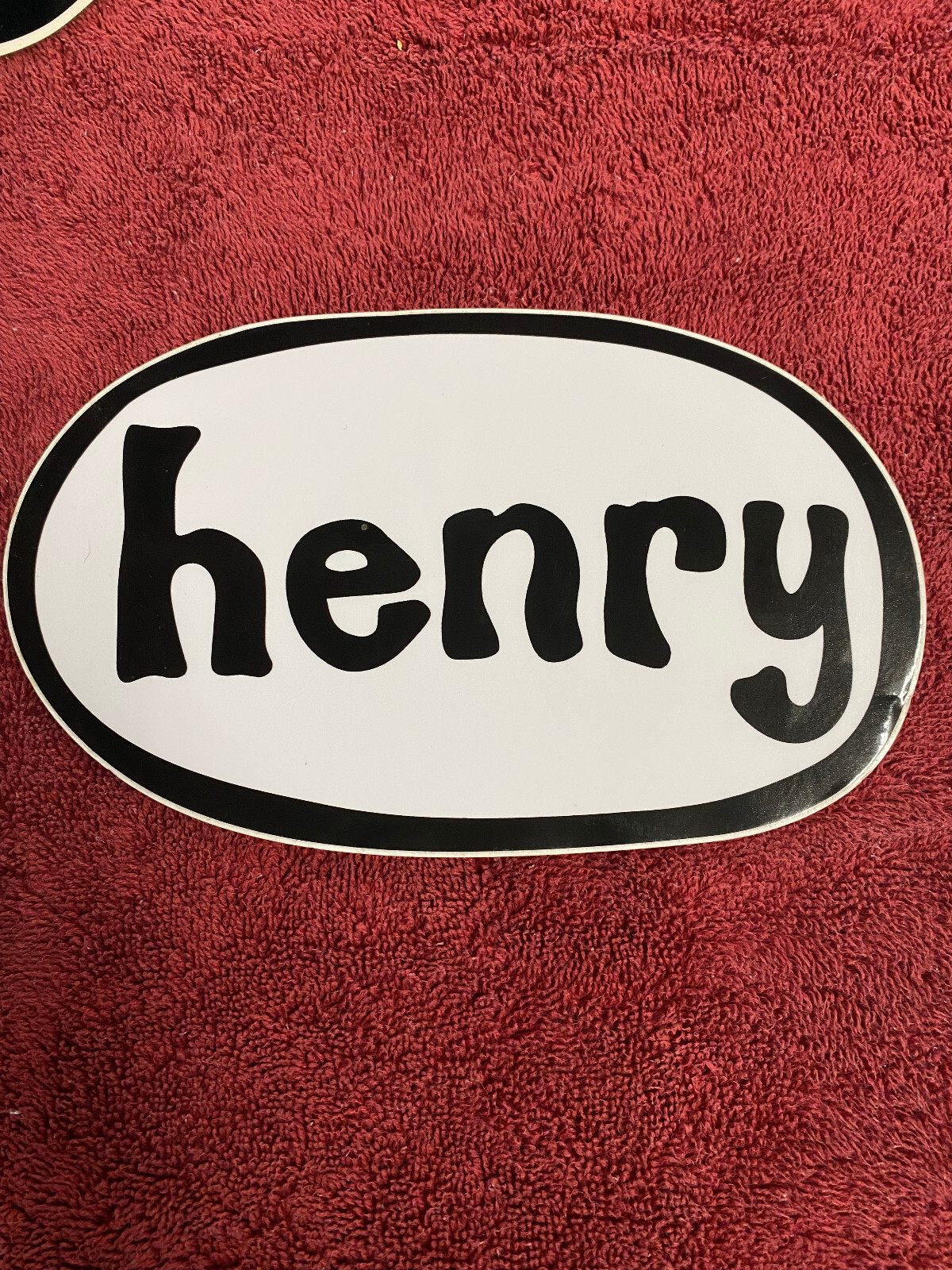 HENRY Decal Large White and Black Car Truck Bumper Window