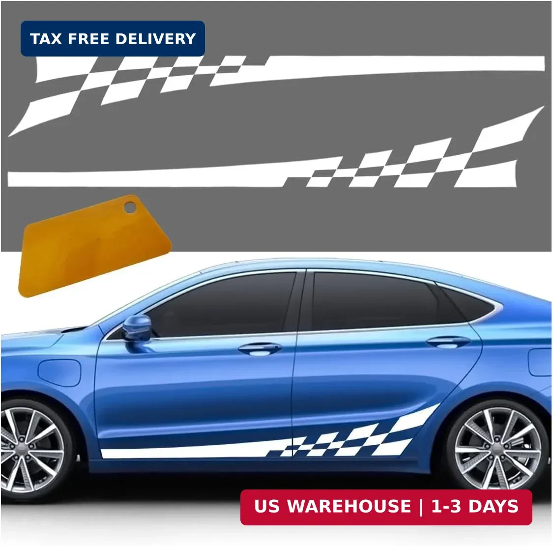 2PCS 78″ Car Body Door Side Waistline Sticker Decals, Sports Racing Stripe Decal