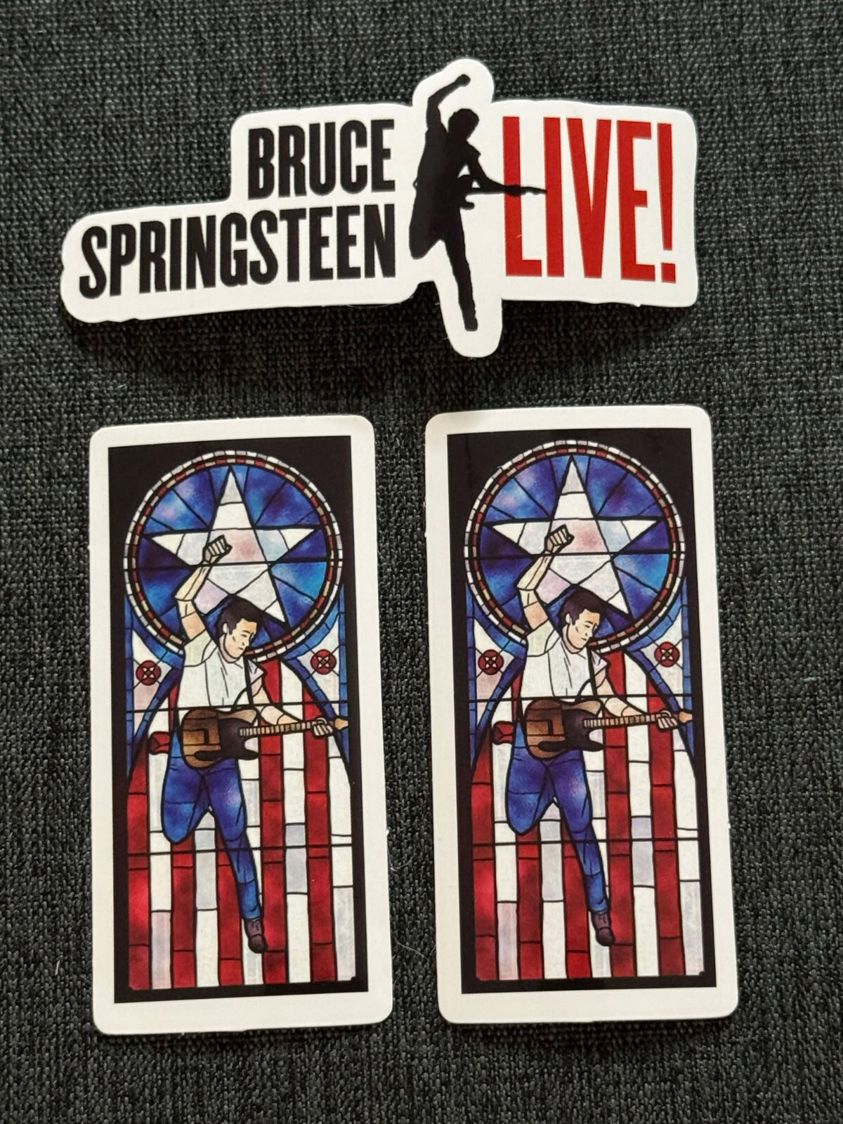 Lot (3) BRUCE SPRINGSTEEN Live! 1 1/2″ to 3 1/4″ Band STICKERS Fast! FREE SHIP!