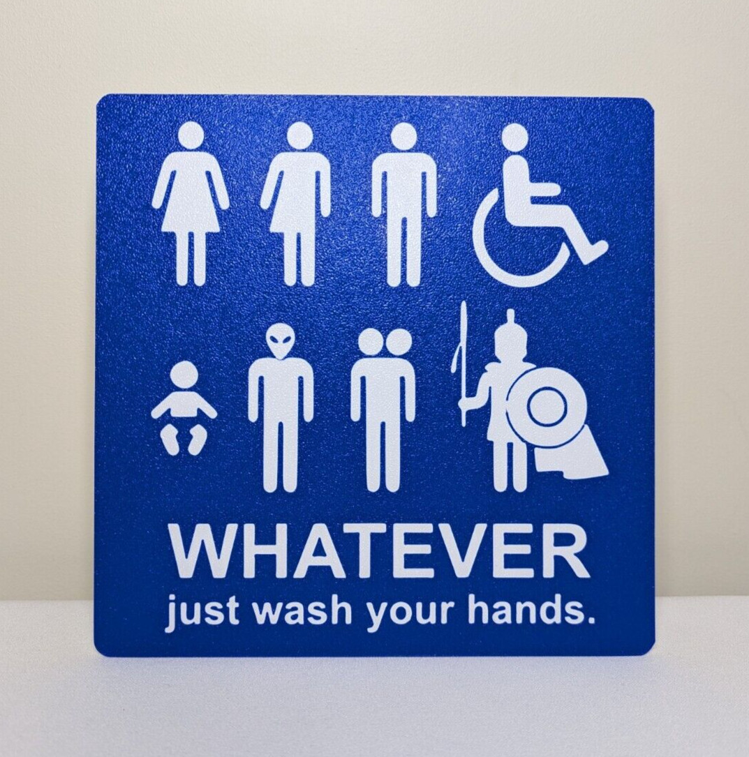 Toilet Wash Hands DARK BLUE Sign Display Wash Closet Female Male Clean Hygiene