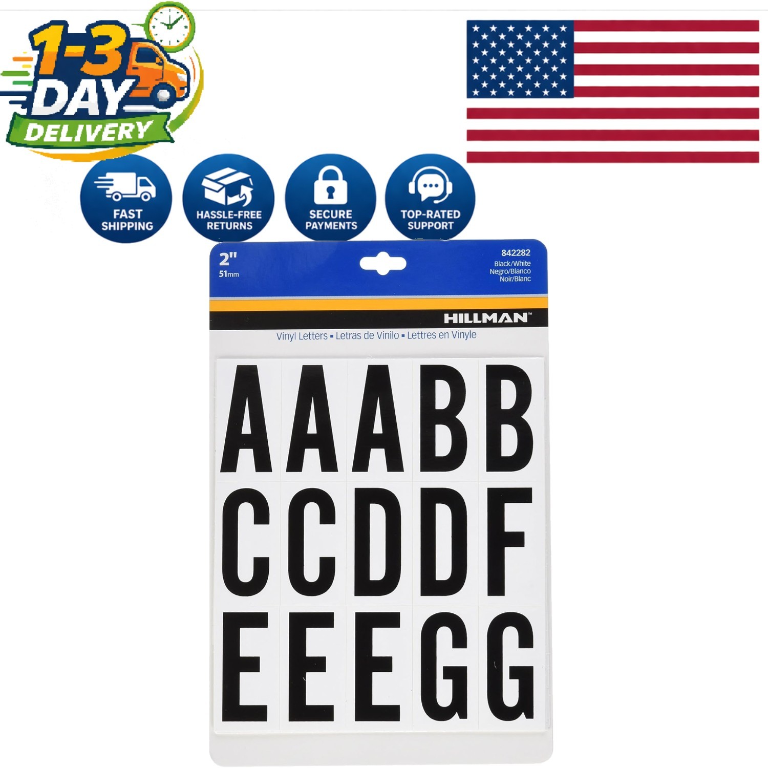 Self-Adhesive Vinyl Letters Kit 2” – Easy-to-Read Numbers & Alphabet Characters