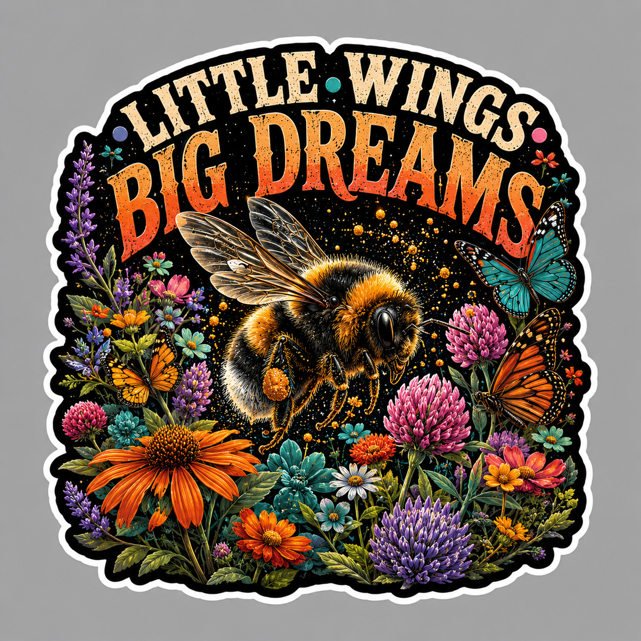 Bumble Bee Sticker Vinyl Decal Little Wings Big Dreams Floral Motivational Gift
