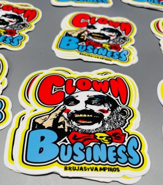 Clown Business sticker 3×3 inches horror movie decal