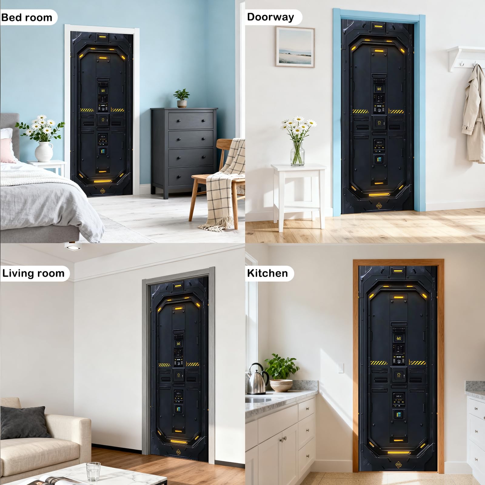 Nuxovilar Door Stickers Covers Decorative 30.3″x78.7″ Sci – Fi Industrial Doo…