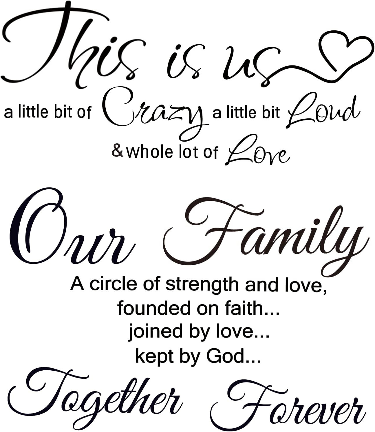 Family Quotes Wall Decals This is Us Decor Vinyl Stickers for Black