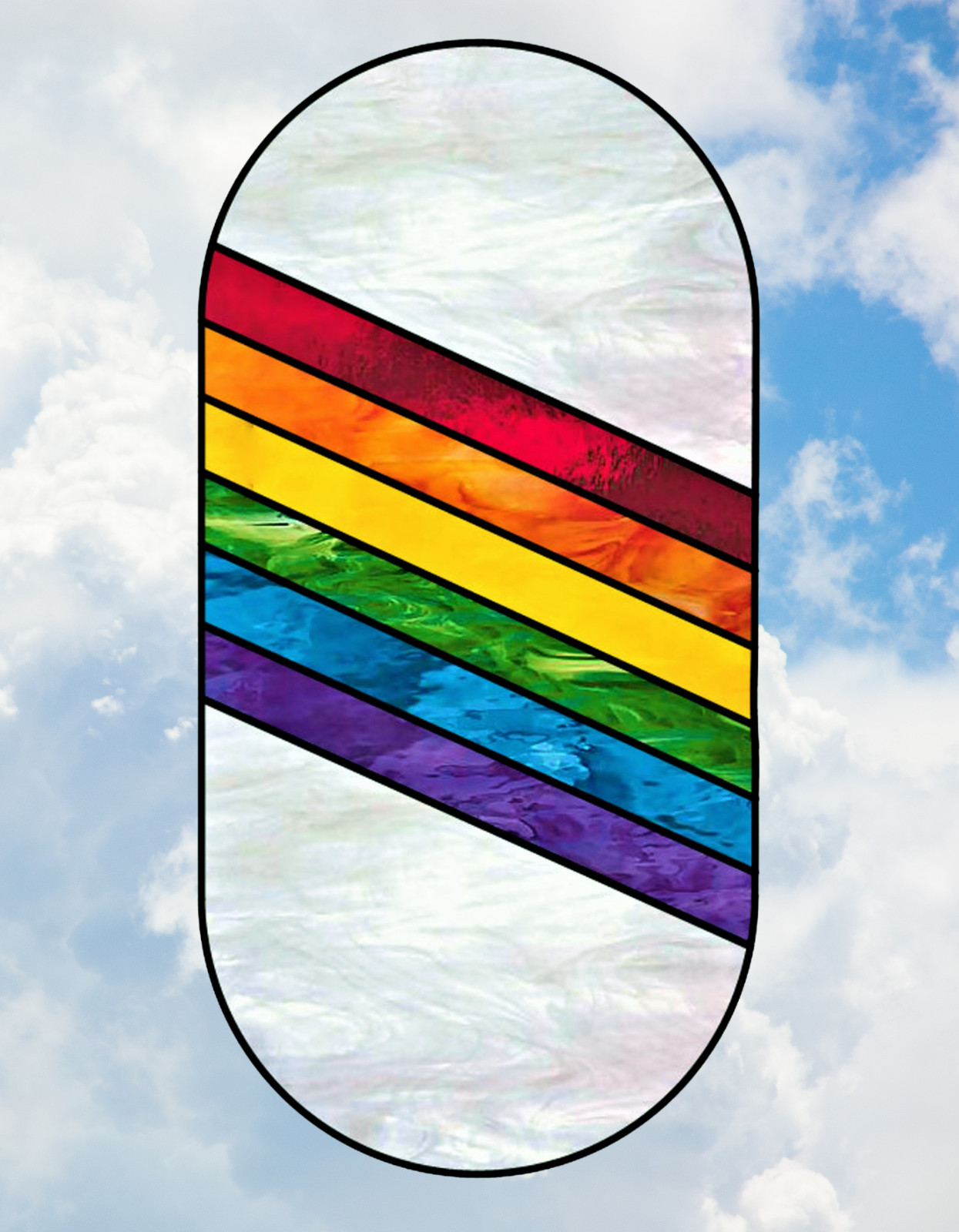 Rainbow Pride LBBTQ Faux Stained Glass WINDOW CLING ~ Sun-catcher Size 10.6″