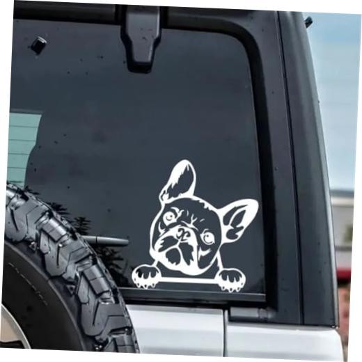 2PCS French Bulldog Vinyl Decal, 5.51″x5.91″ Waterproof Car Stickers, White