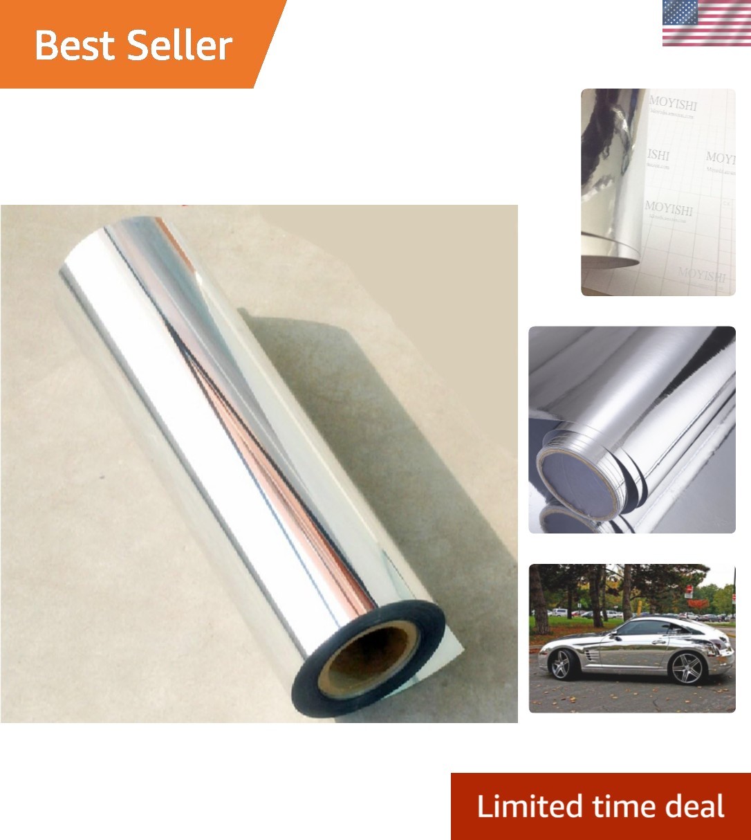 24»x78» Chrome Mirror Self-Adhesive Vinyl – Versatile for Cars & Decor