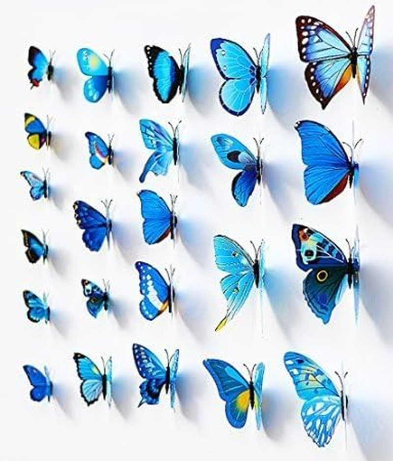 72 Pcs 6 Packs Beautiful 3D Butterfly Wall Decals Removable DIY Home Decorations