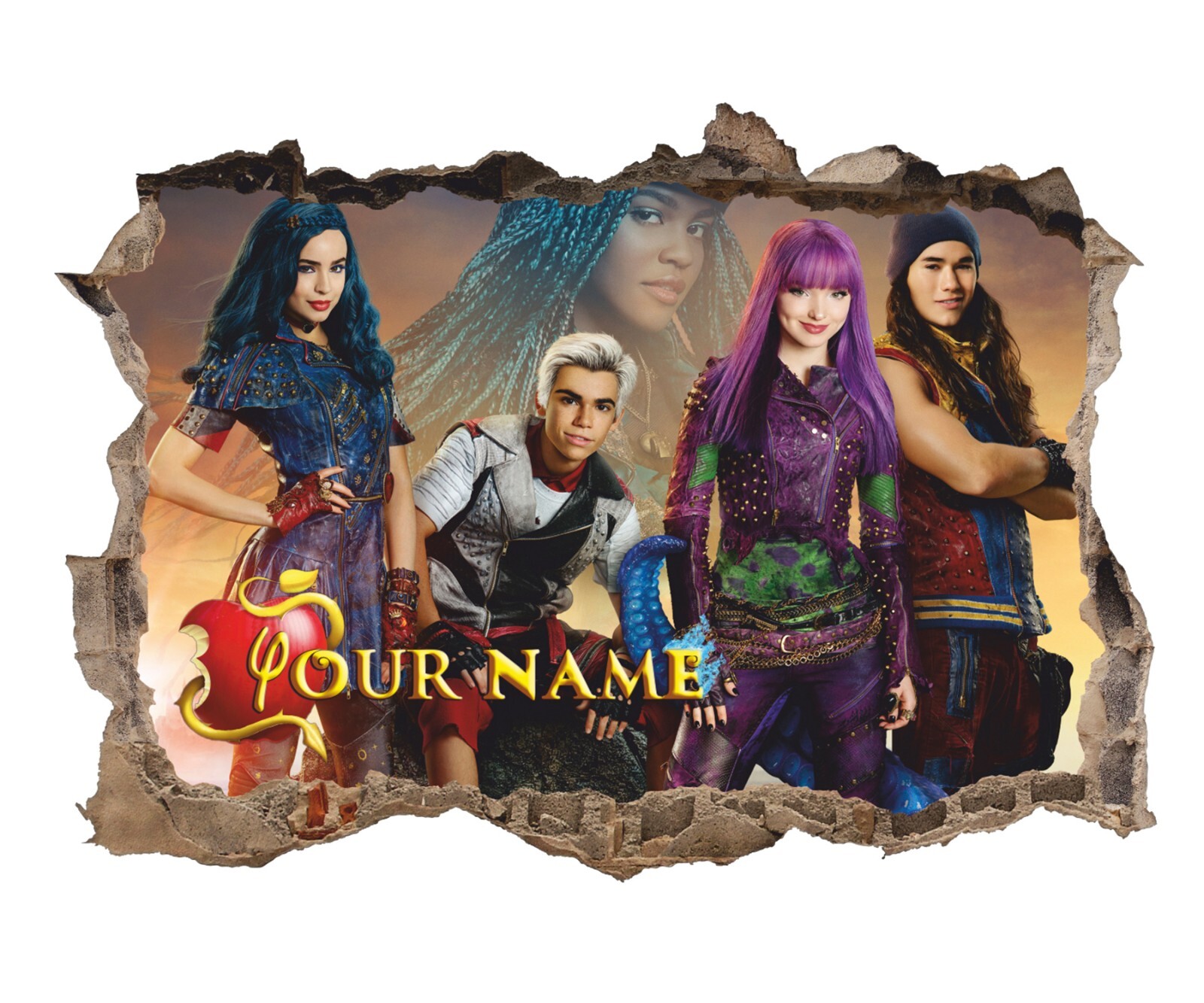Descendants 3D Wall Sticker, Personalized Name Wall Decal, Decor