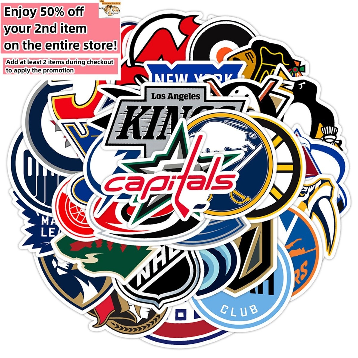 33 Pcs Stickers Hockey All NHL Teams LOGO Fridge Luggage Auto Car Laptop Vinyl