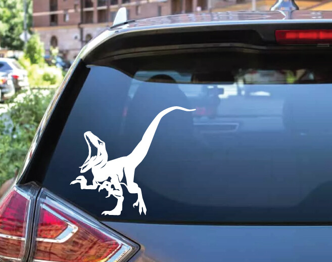 Dinosaur – Roaring Velociraptor #4 – Jurassic Period – 4-21″ wide – DieCut Decal