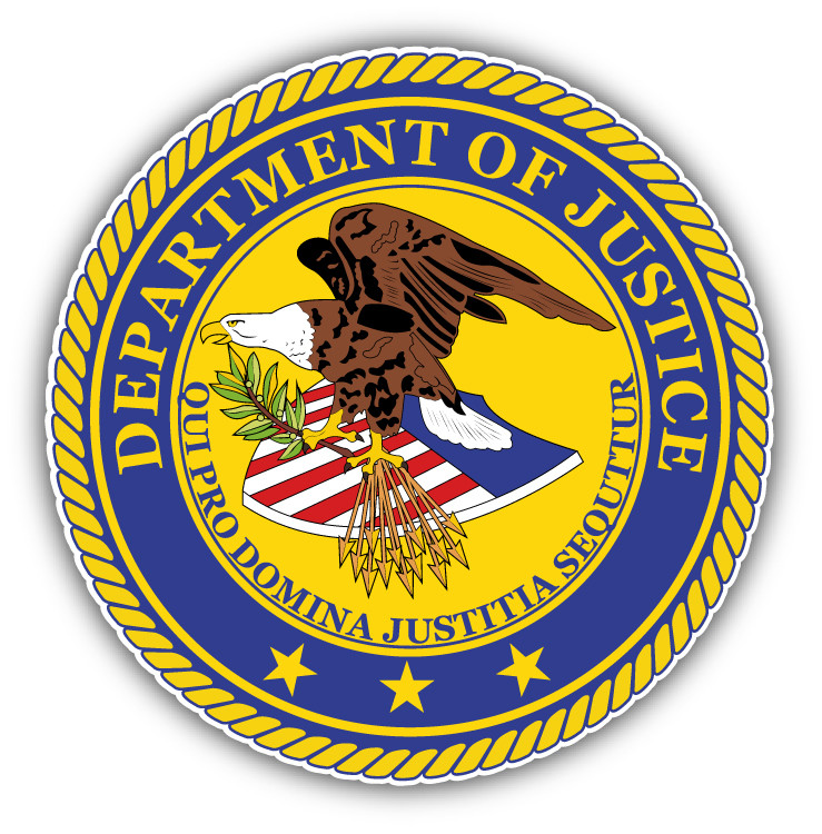 Justice Department Seal Car Bumper Sticker Decal – 3» or 5»