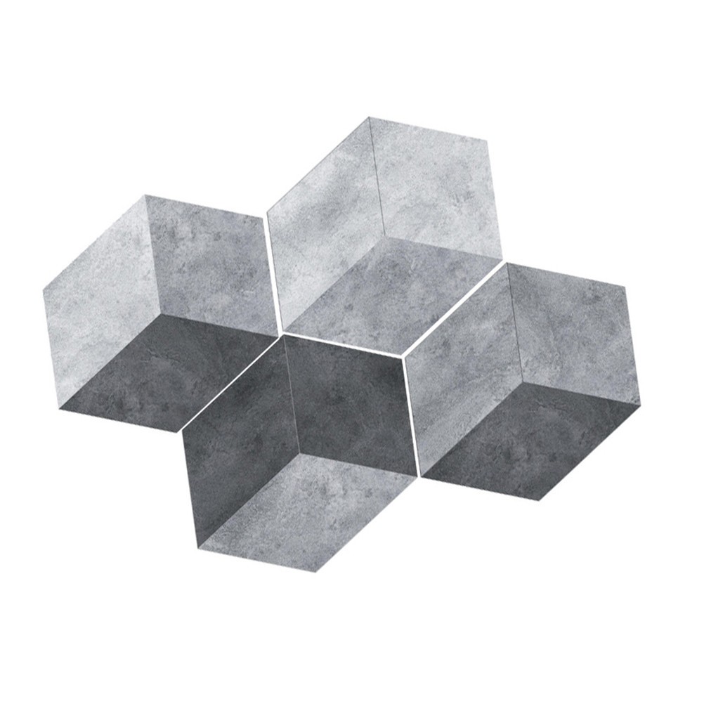 10 Pcs PVC Cement Style Anti Floor Stickers Hexagonal Shape Tiles