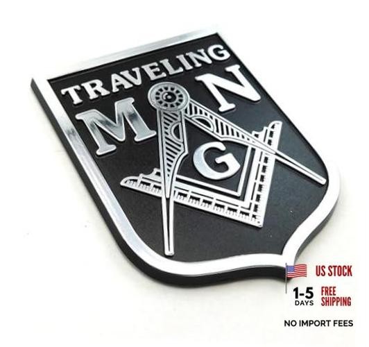 Mason Traveling Man Black Chrome Masonic Plastic car auto Emblem Decal Sticker