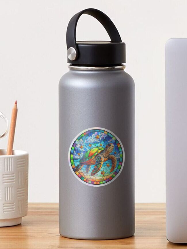 Star Turtle Glass Holographic Sticker by C Autumn Trapp Original Art 3″ x 3″