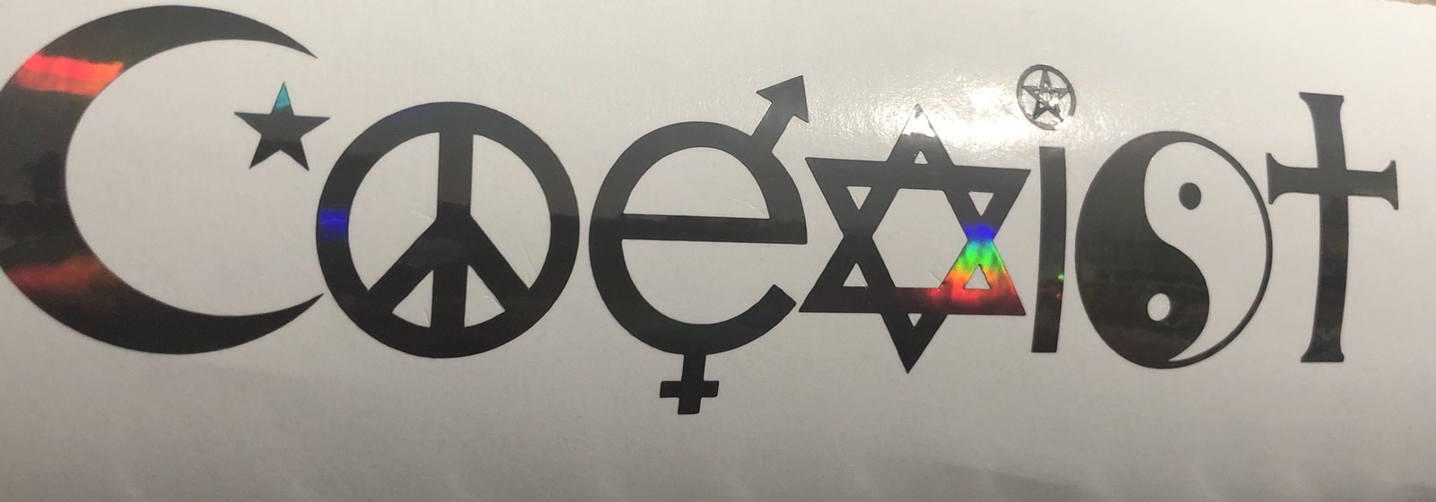 Coexist Rainbow Holographic Car Decal Sticker Laptop Window Bumper Oil Slick NEO