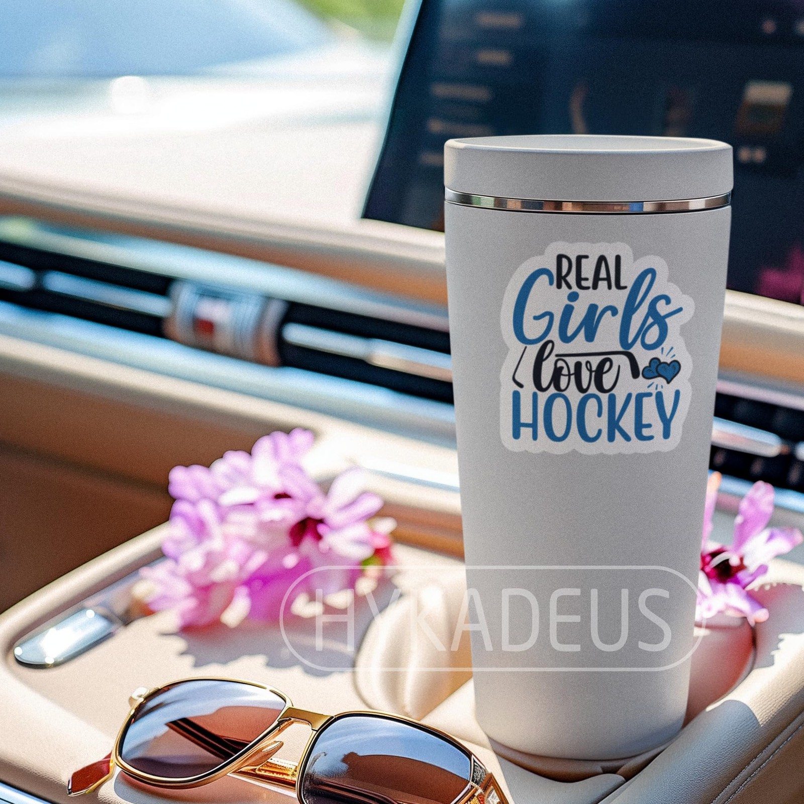 HYKADEUS Real Girls Love Hockey Sticker Decals Waterproof Vinyl 3×2.8 3Pcs