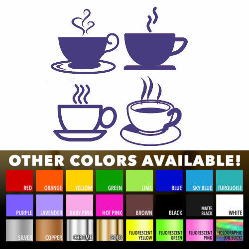 Tea Coffee Cups for Kitchen Wall Shop Sticker Wall Art Window Decor Vinyl Decal