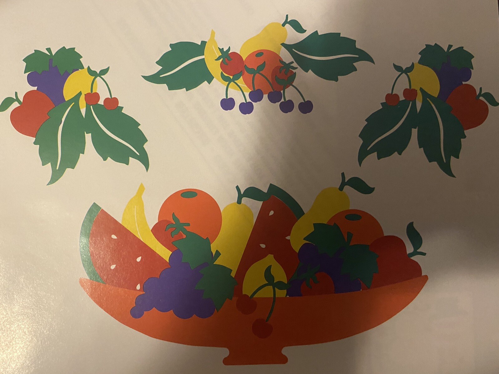 Tutti Frutti Bowl of Fruit Vintage Stik-EES Window Clings Vinyl Decals 66pcs NEW
