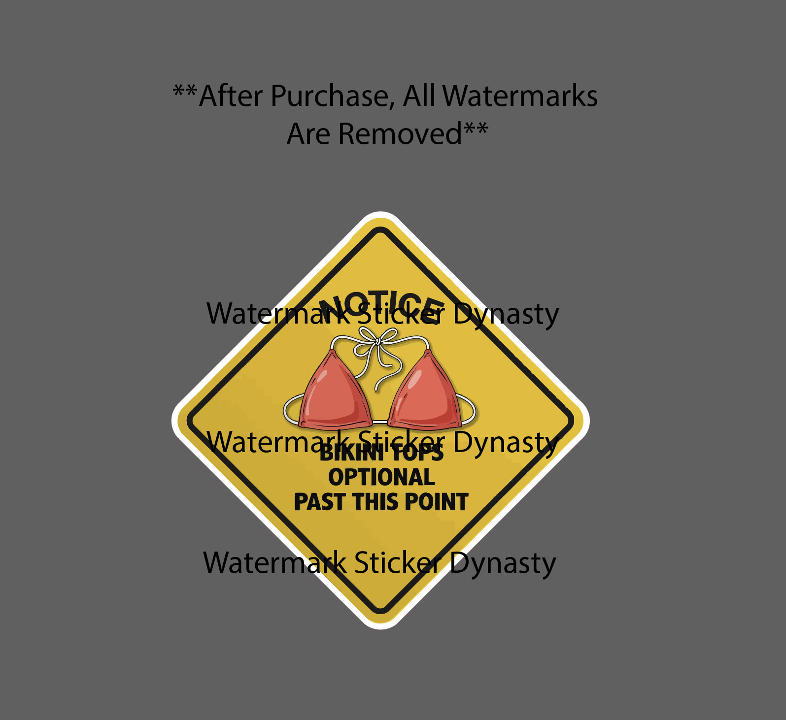 Bikini Tops Optional Sticker Waterproof Decal Caution Warning Summer Gift NEW