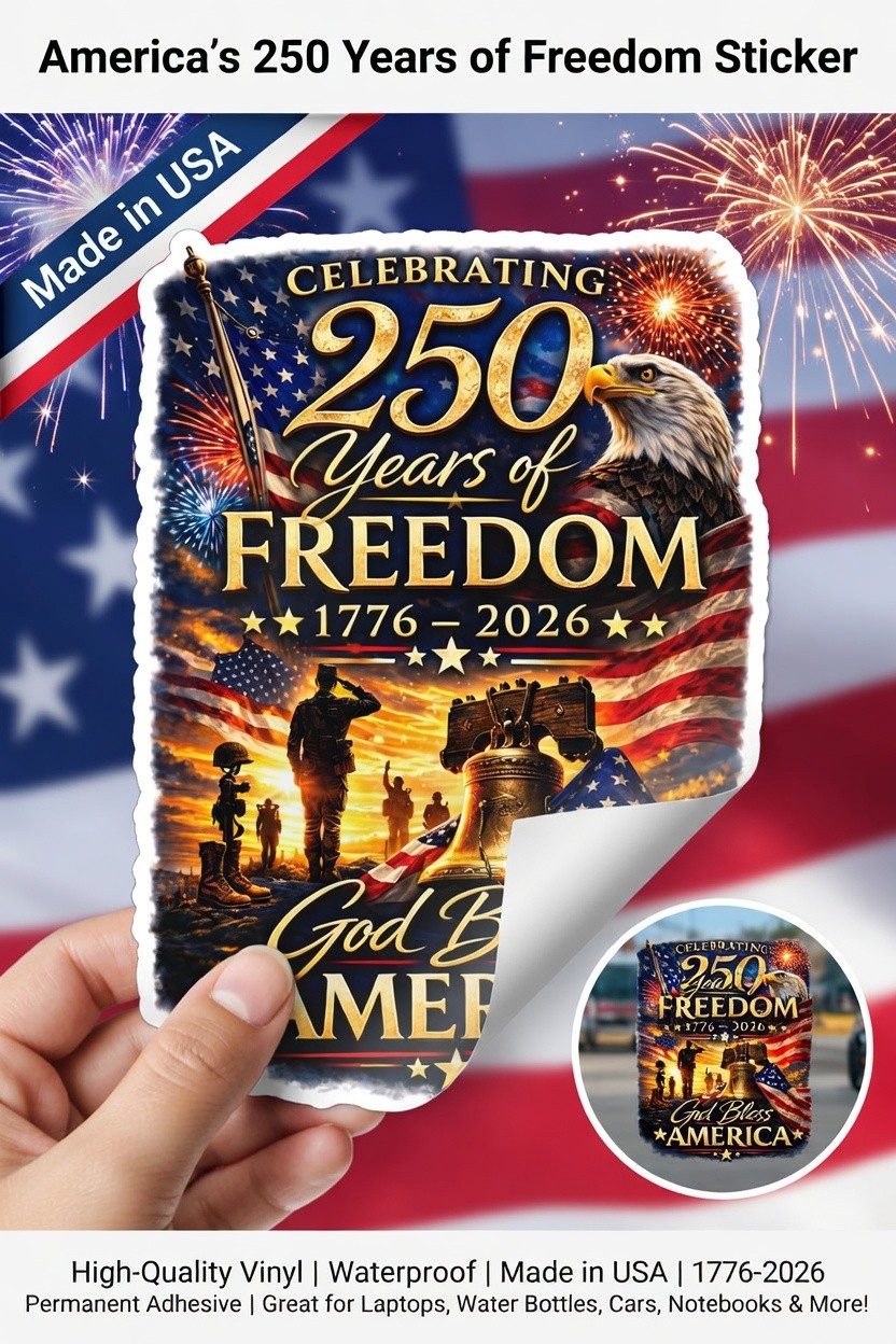 America’s 250 Years of Freedom Sticker 1776-2026 God Bless America Patriotic