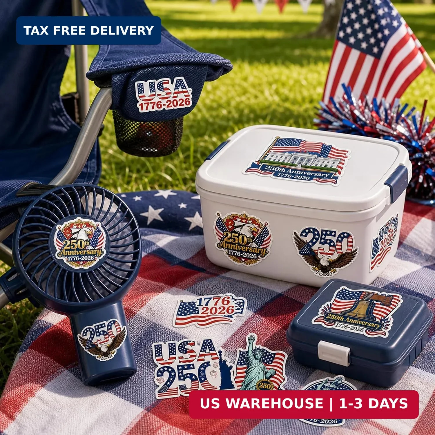 50Pcs 250th Anniversary Sticker USA 250 Years of Freedom Anniversary Waterproof