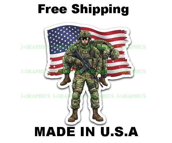 Military Sticker Decal Hero Patriotic USA Flag America Soldier Veteran Army B