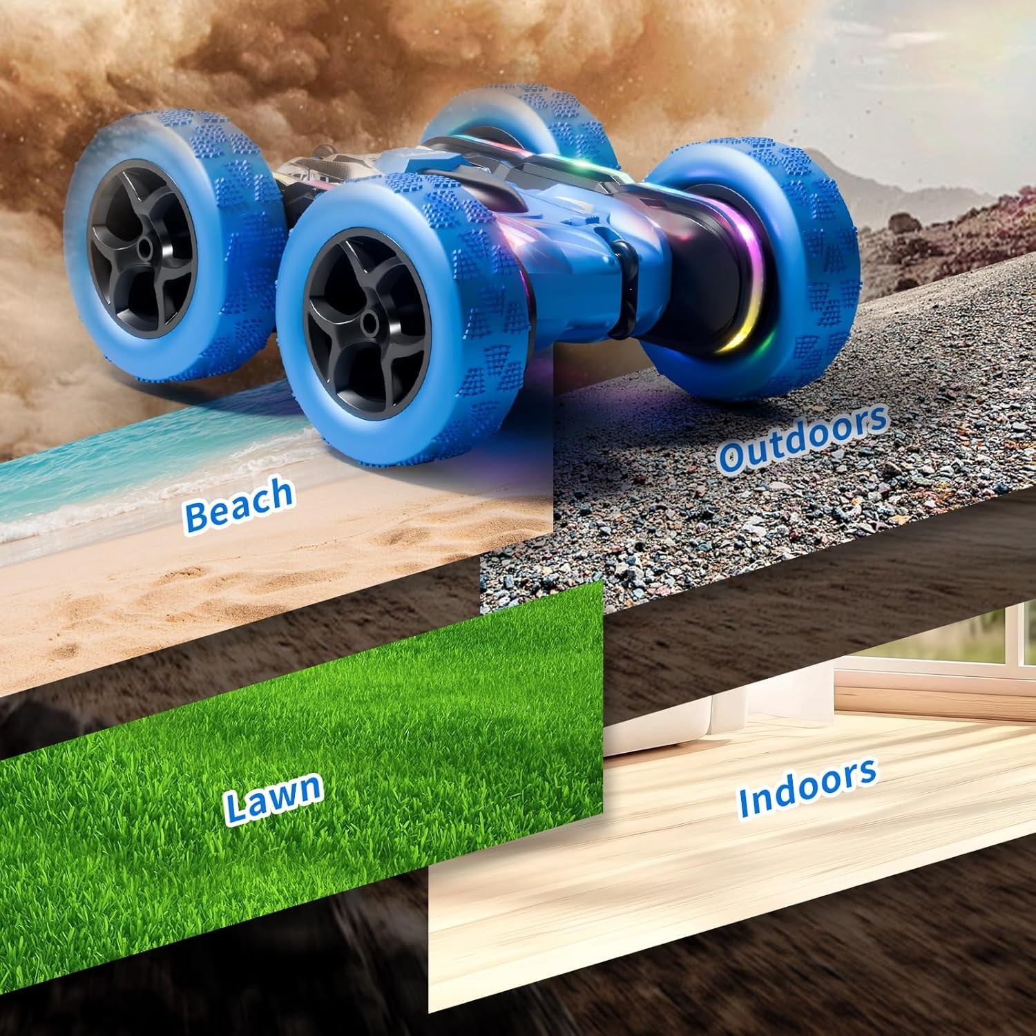 Remote Control Car, RC Cars Toys for Kids Ages 6-12, 4WD Stunt Car with LED Ligh
