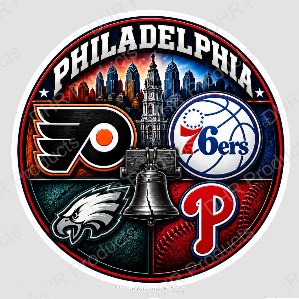 Philadelphia Sports Mashup Vinyl Sticker/Decal – Phillies Flyers 76ers Eagles 02